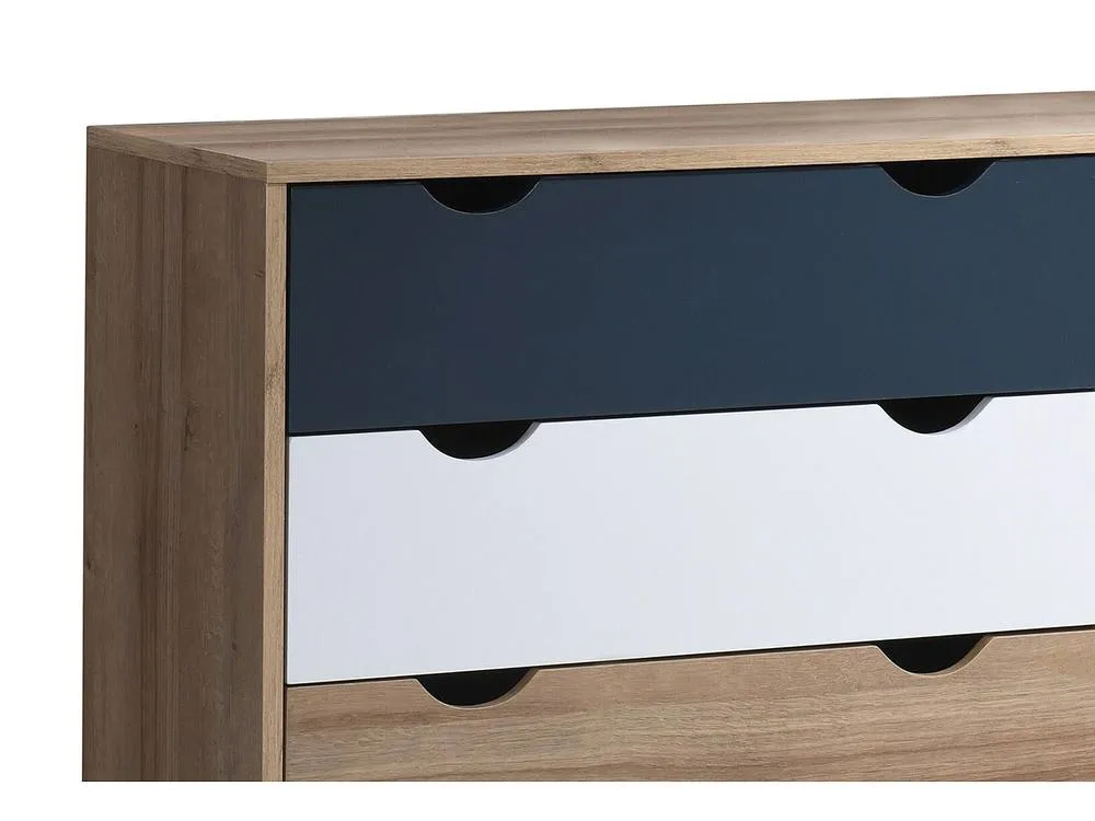 Vente-unique 6 - Drawer Chest - Colours: Natural, White & Navy Blue - LURVIA 5