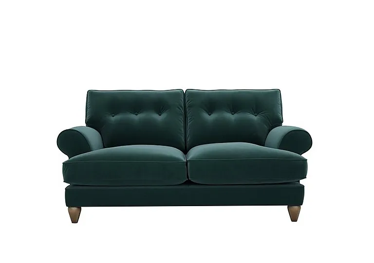 Bronwyn 2.5 Seater Fabric Classic Back Fibre Fill Sofa with Washed Oak Feet - Evening Teal