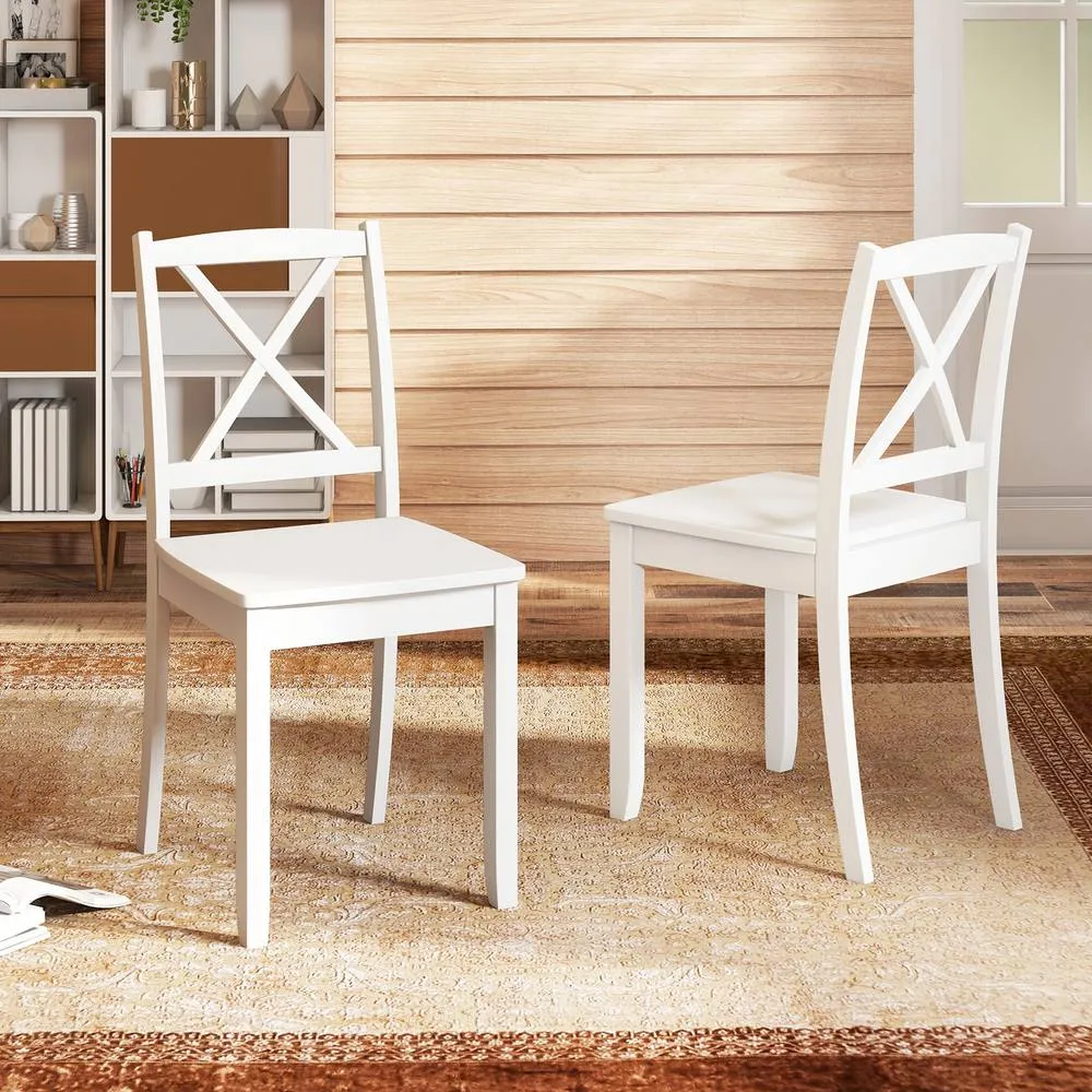 Costway 2PCS Dining Chair Kitchen Side Chairs Farmhouse Armless Dinette Chairs in White