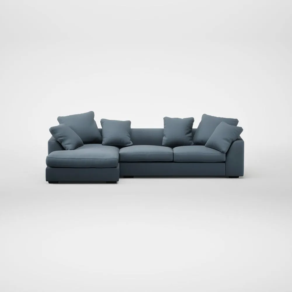 Heal's Cumulus Left Hand Facing Chaise Sofa Smart Cotton Linen Celestial Black Feet 2