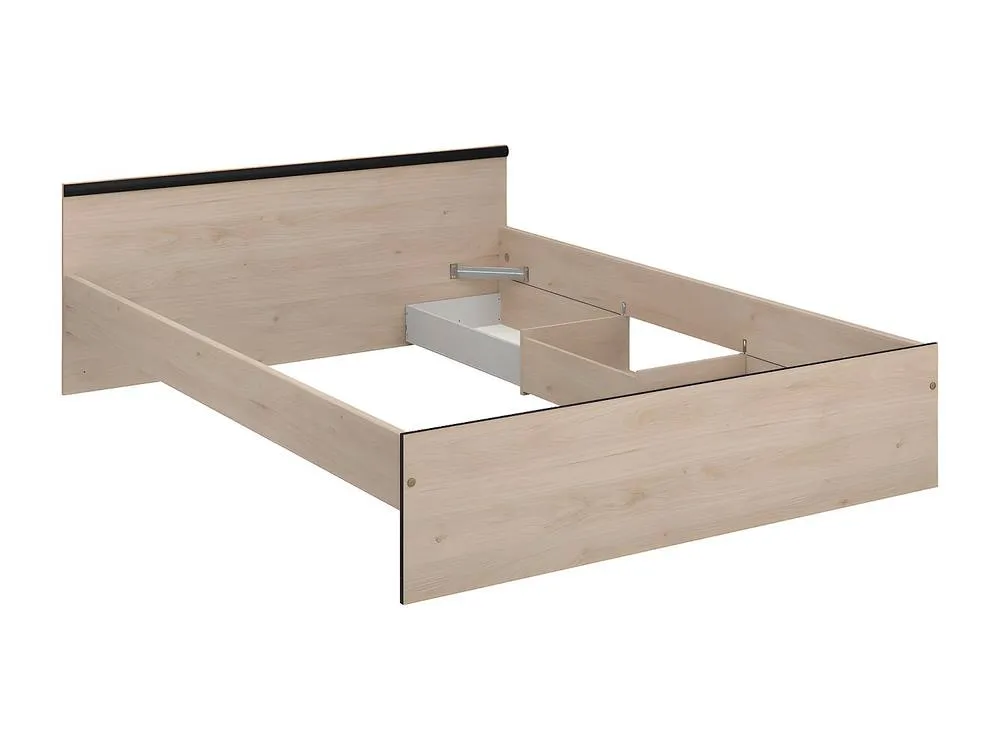 Vente-unique 140 X 190 Cm Bed With Storage, 2 Drawers & 1 Compartment - Natural in Light Oak 5