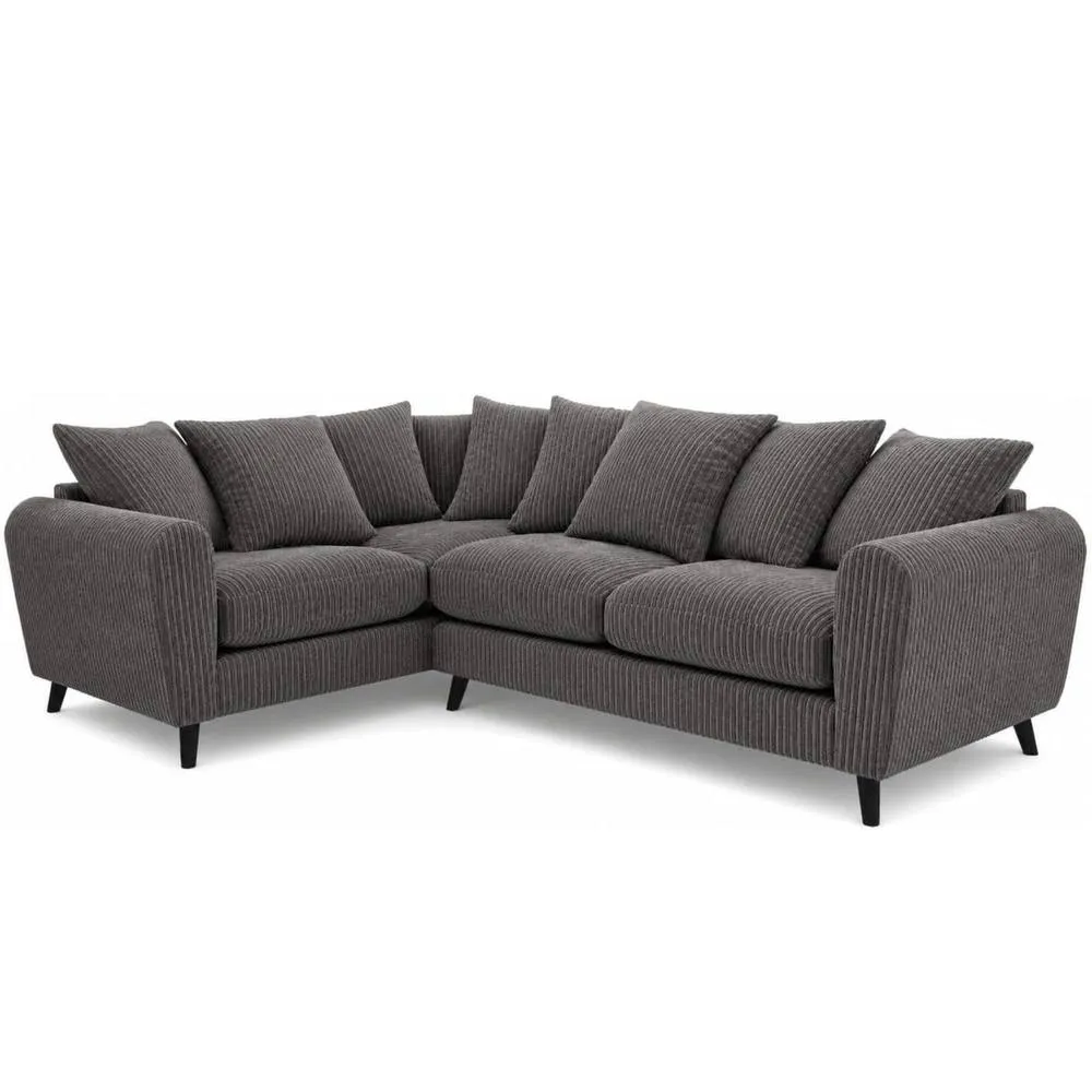 Bliss Furniture Harlow Jumbo Cord Left Hand Dual Arm Corner Sofa, Modern Design Grey