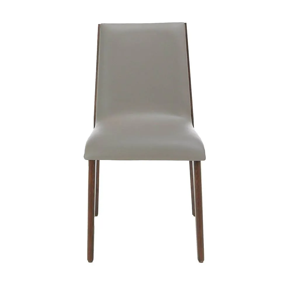 Angel Cerda Dark Mink Leatherette Dining Chair with Walnut Legs in Grey 2