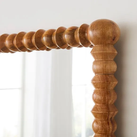 Turned Mango Wood Rectangle Wall Mirror 2