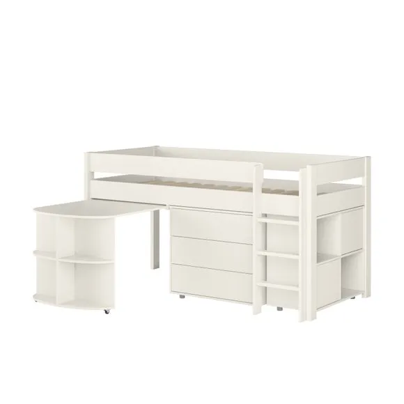 Uno Midsleeper With Pull Out Desk Chest of Drawers and Cube Unit Pine 5