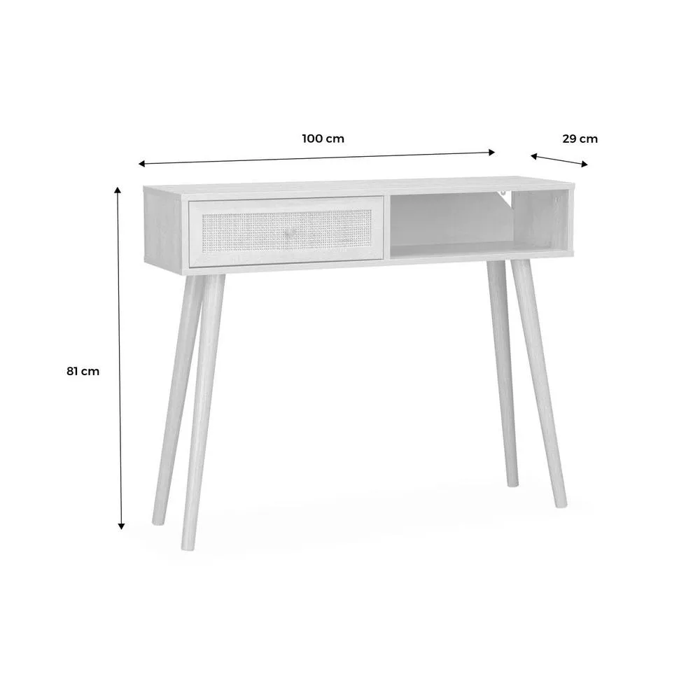 sweeek 100cm Wood & Cane Decor Console Table in Light Brown 5
