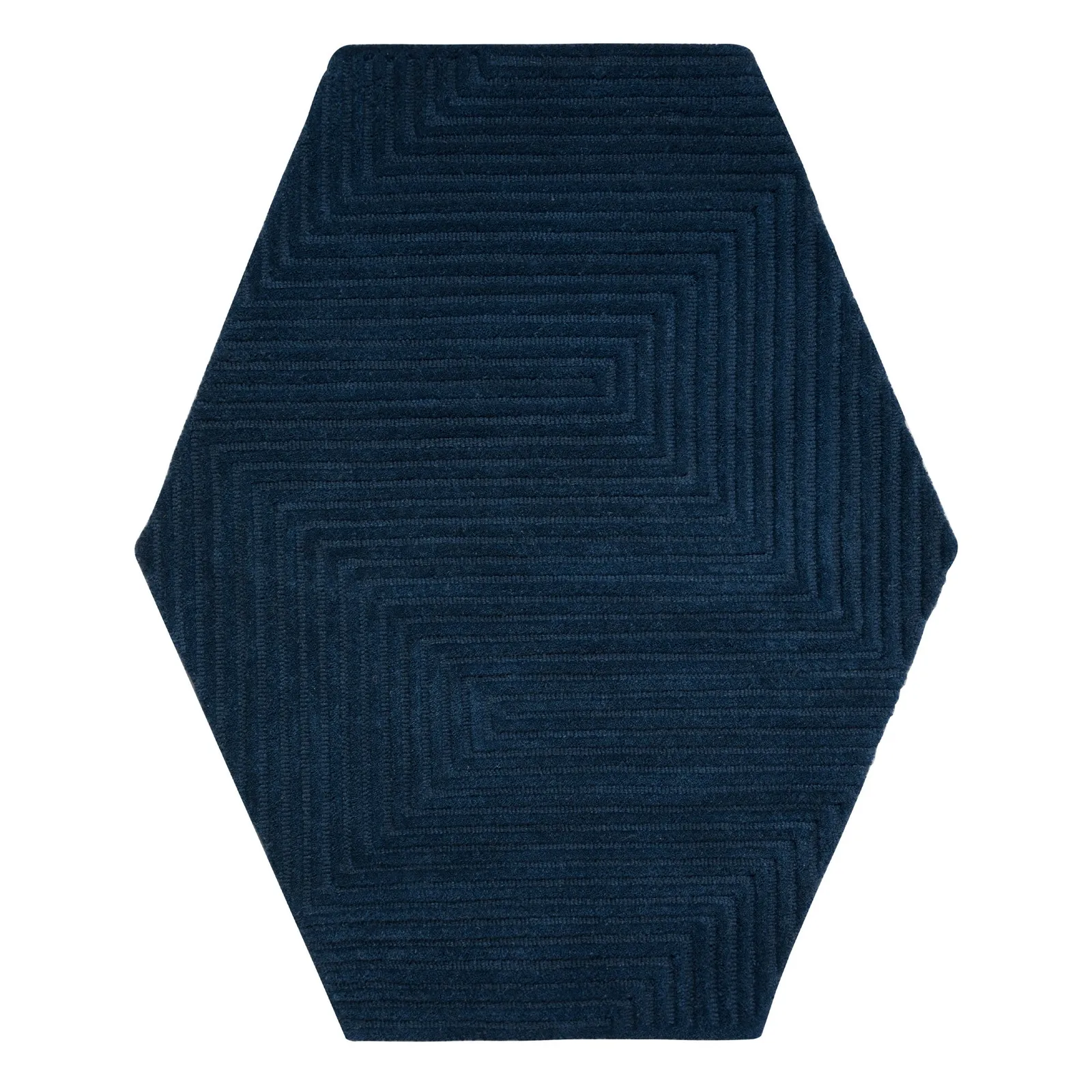 Maze Indigo Wool Hexagon Rug Navy