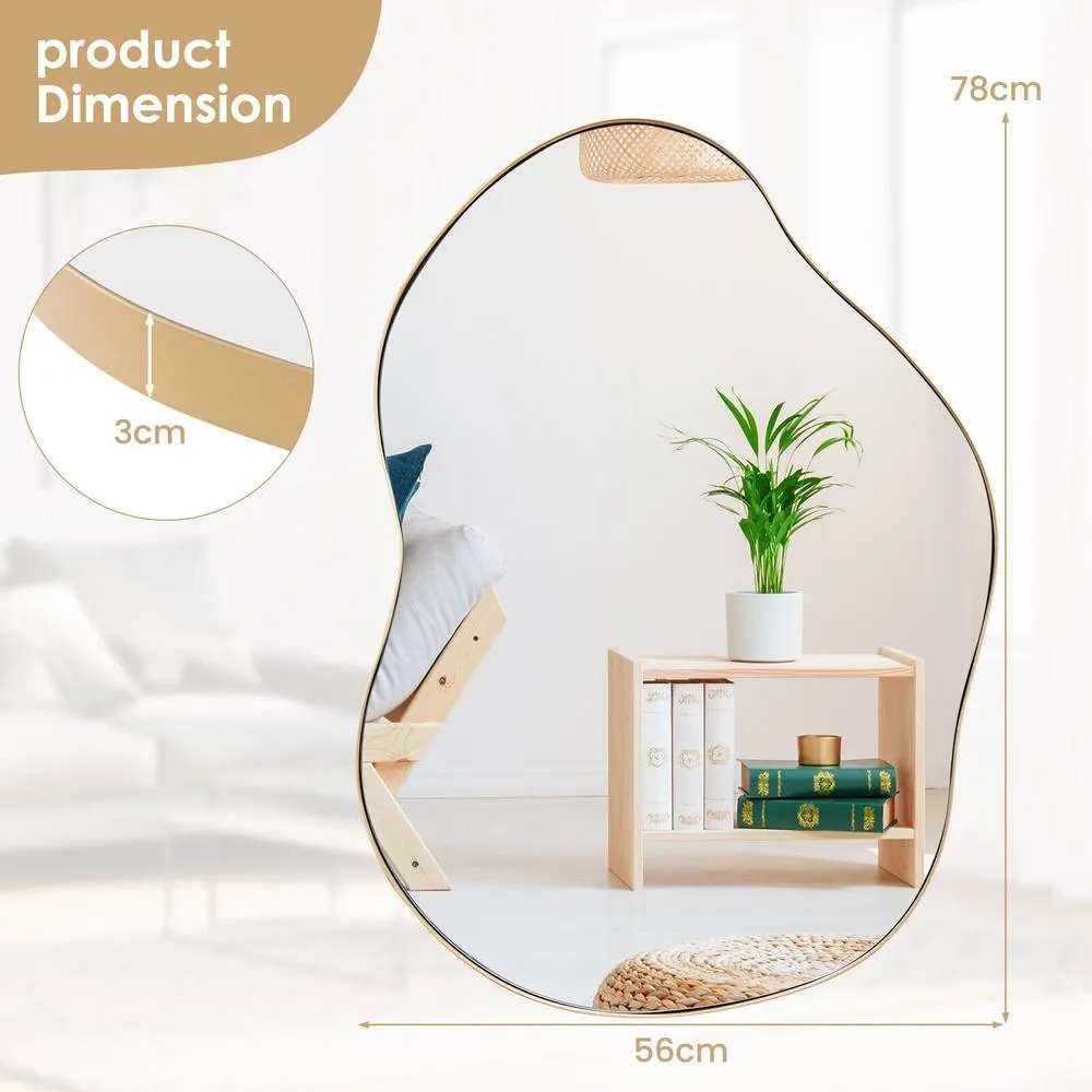 Costway Irregular Wall Mirror Metal Frame Asymmetrical Mirror Decorative Vanity Mirror in Gold 2