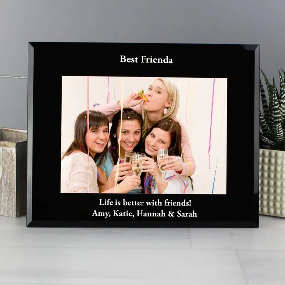 Personalised Black Glass Landscape Photo Frame 3
