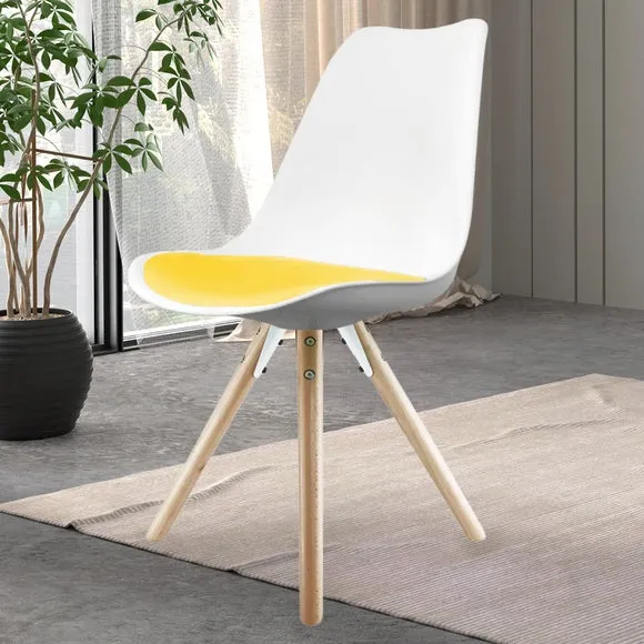 Fusion Living Soho White Plastic Dining Chair with Pyramid Legs