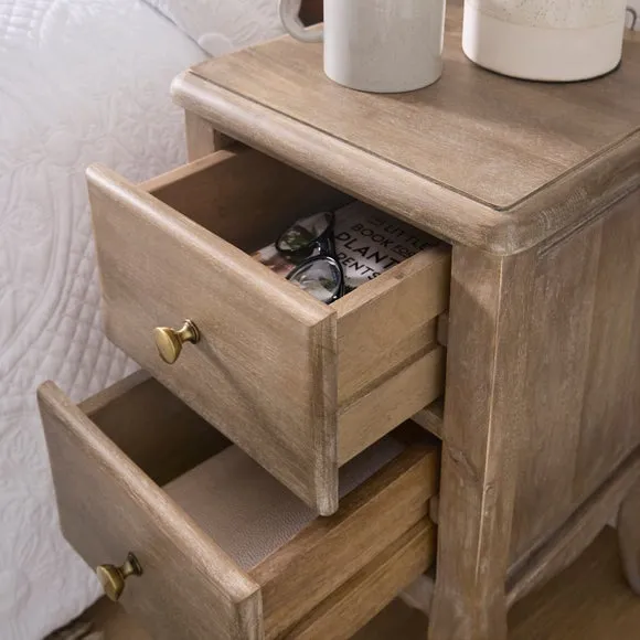 Giselle 2 Drawer Bedside Table, Mango Wood 3