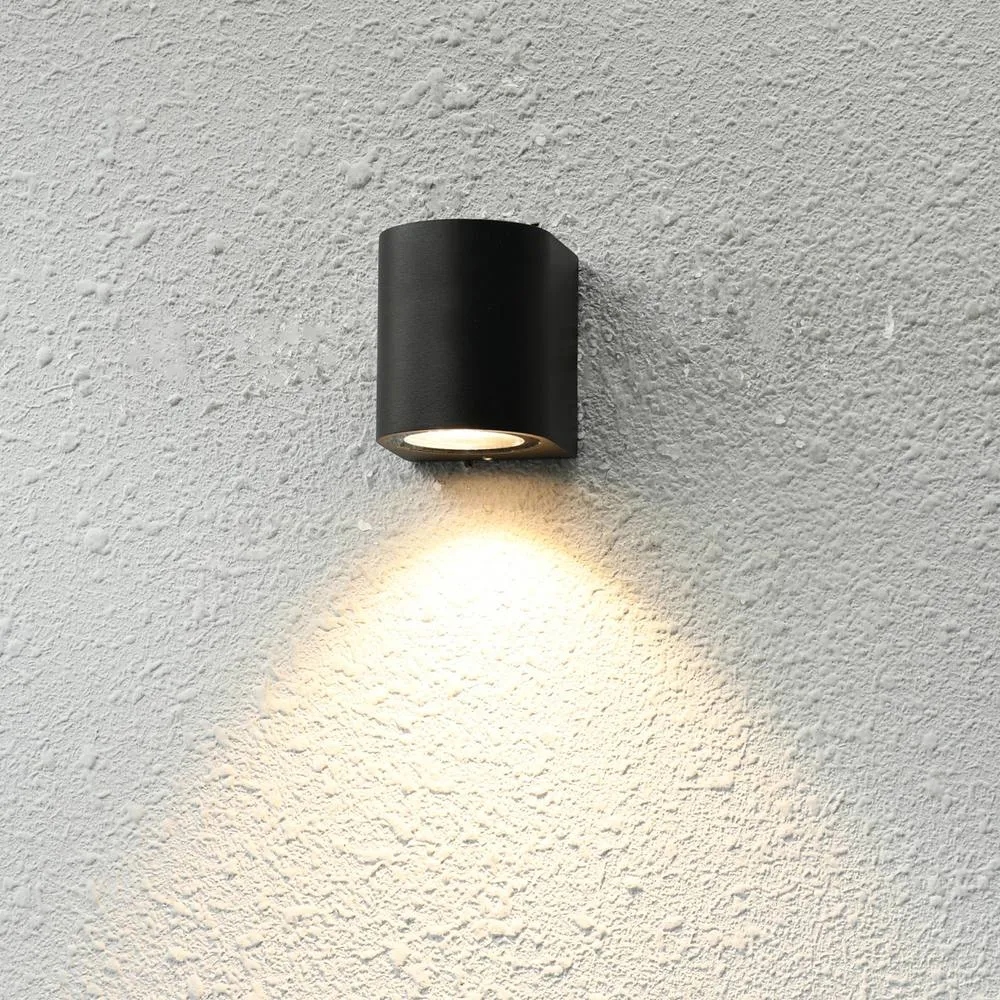 Netlighting Genta Round Outdoor Wall Down Lamp Black IP54