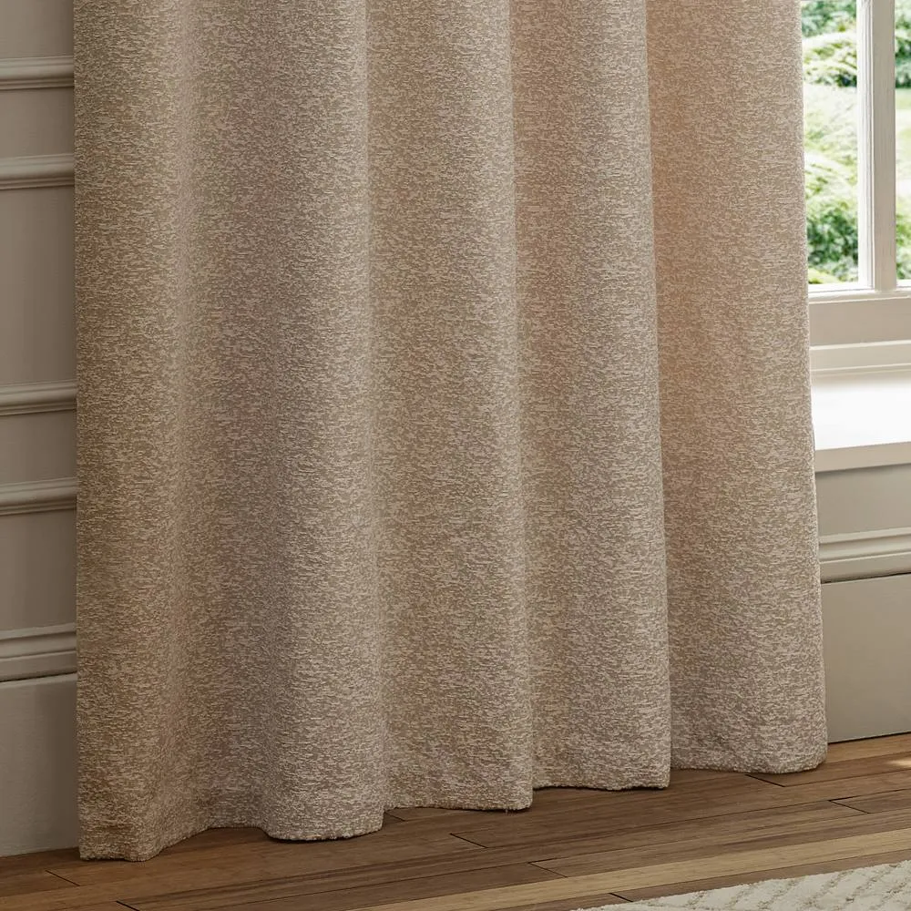 Paoletti Galaxy Velvet Chenille Eyelet Curtain Pair in Nude 4