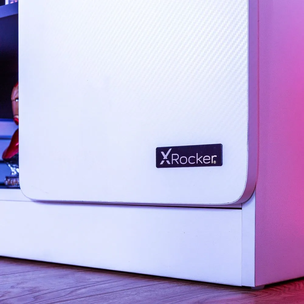 X Rocker Carbon-Tek TV Unit for up to 42" TV's with Drawer & LED Lighting in White 2