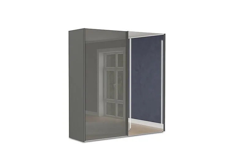 Instinct 200cm 2 Door Sliding Wardrobe with 1 Glass and 1 Mirror Door with LED Lighting - Bedroom Furniture - In Time for Christmas