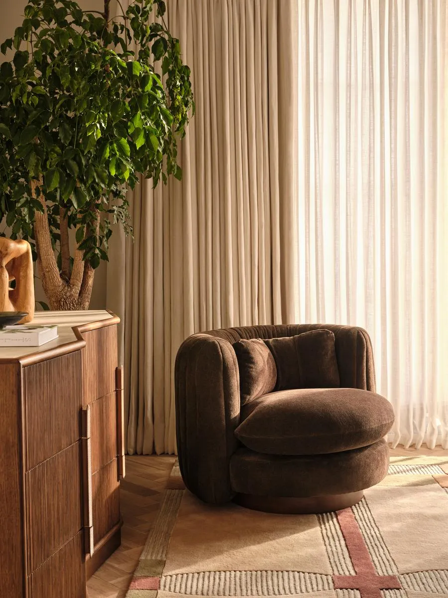 Vivienne Armchair, Linen Chenille, Chocolate