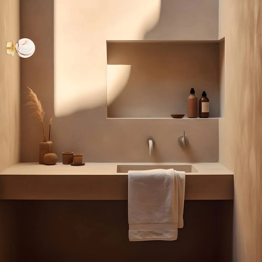 Netlighting Fabio Wall Lamp WhiteBrown (Marble Colour) Brushed Brass IP44 in Gold 5