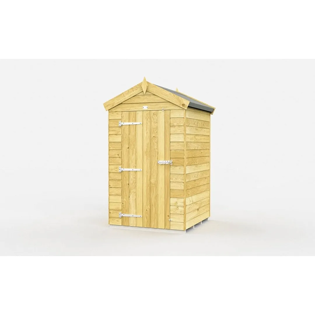 Buttercup Farm 4 x 4 Feet Apex Shed - Single Door W/O Windows - L127 x W118 x H217 cm in Brown