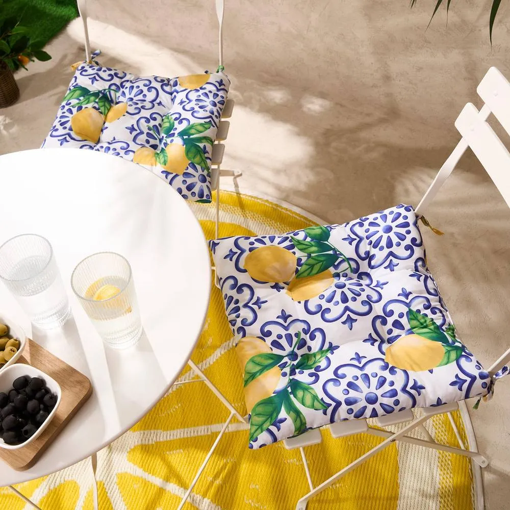 OHS 2 Pack Seat Pads Water Resistant Garden Chairs Cover Outdoor Cushions in Bright Yellow