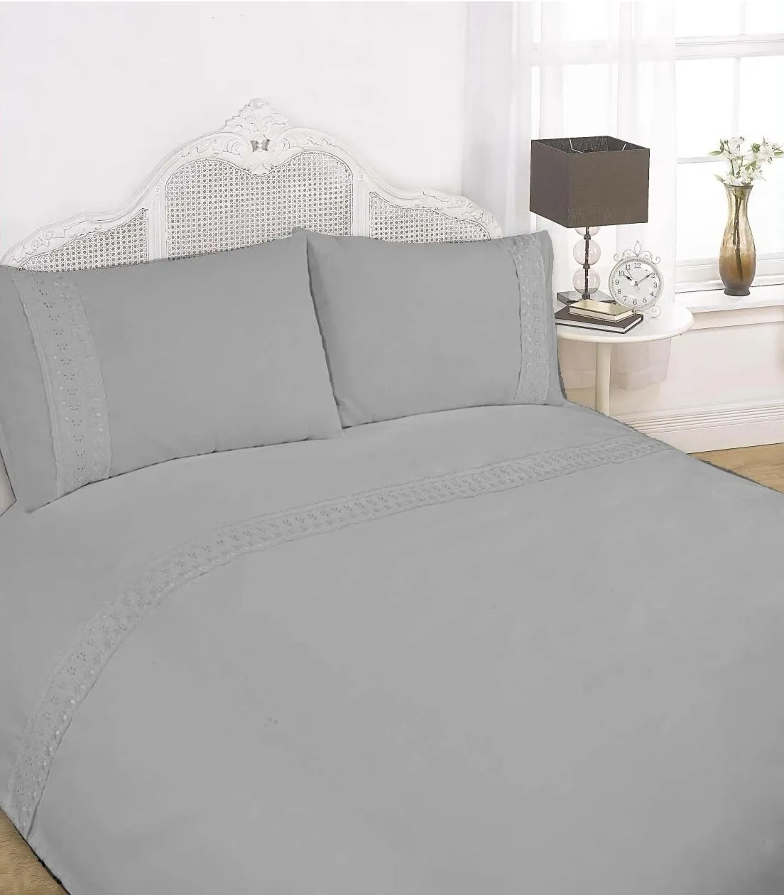 Rapport Home Sorrento Polycotton Duvet Cover Set With Pillowcase in Silver