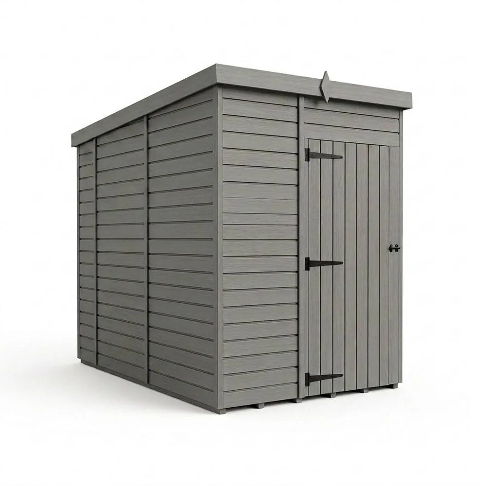 Buttercup Farm 5ft x 10ft Composite Pent Garden Shed Single Door No Windows - Grey