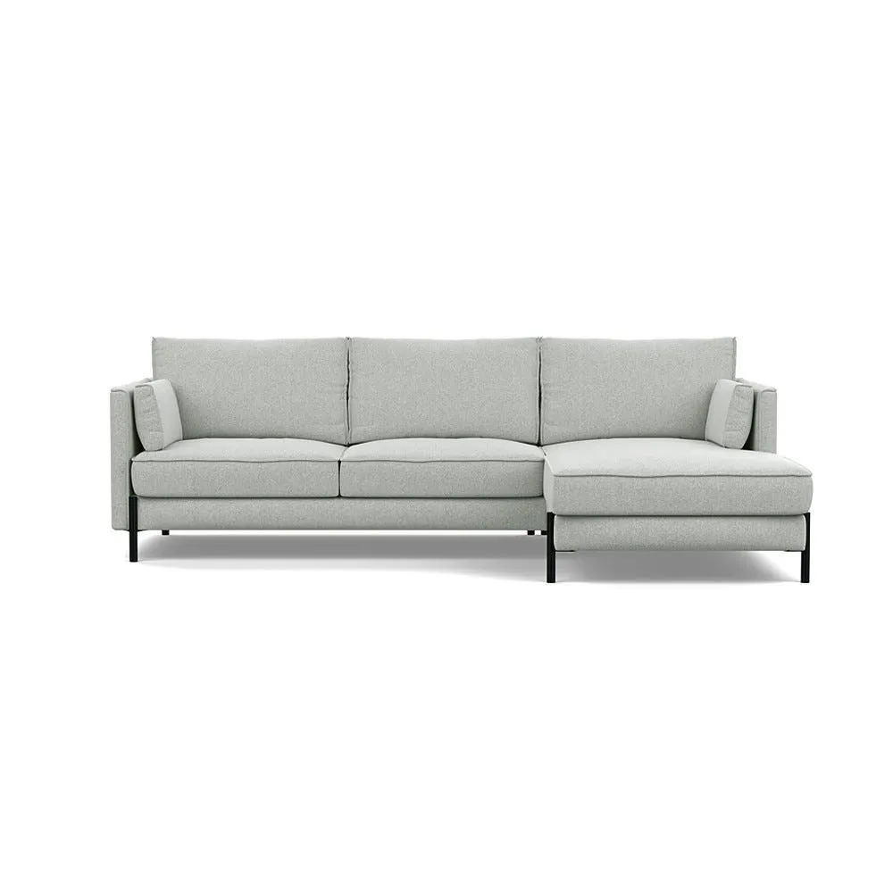 Heal's Tortona Right Hand Facing 4 Seater Corner Chaise Melton Wool Limestone Black Feet 1