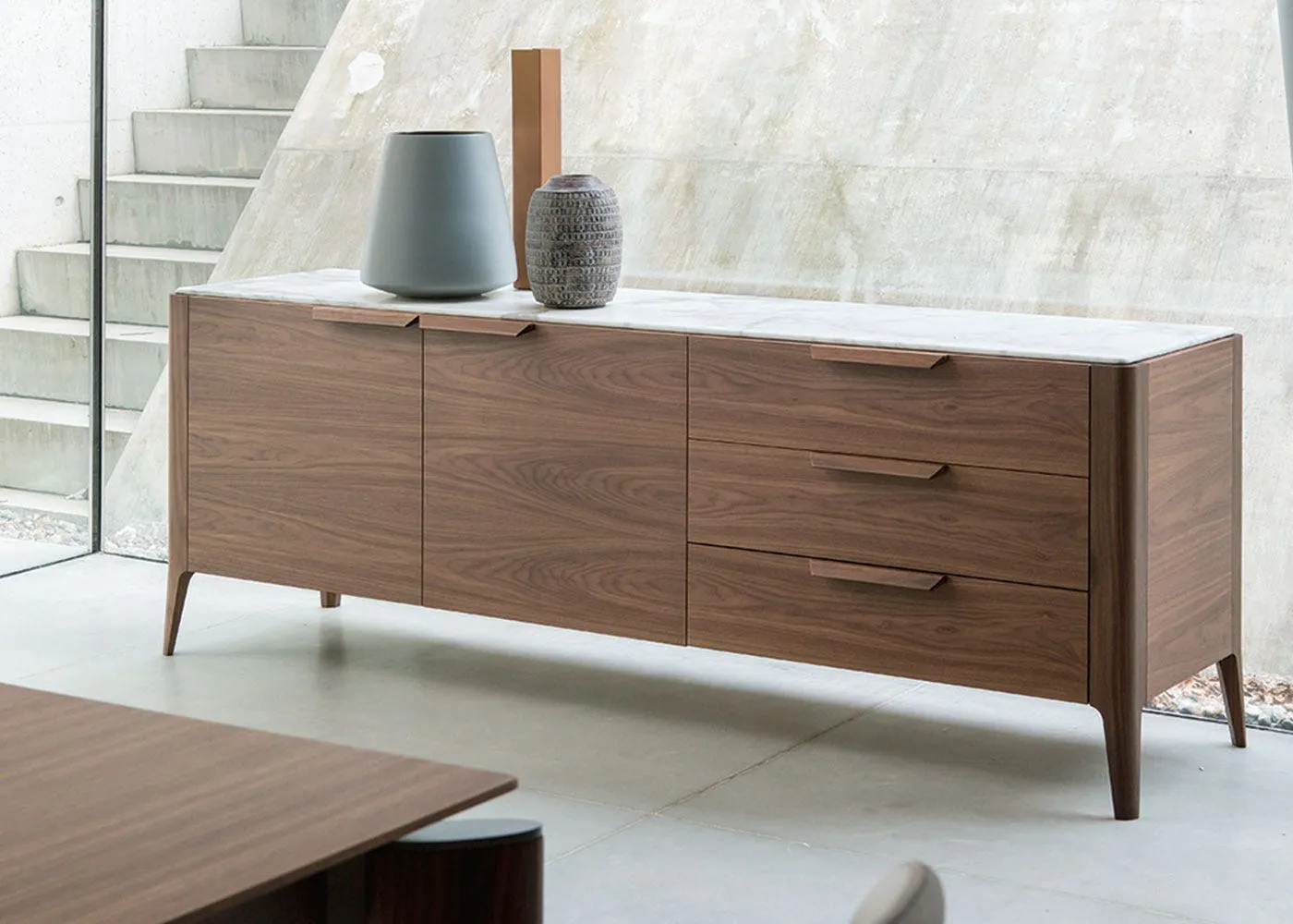 Porada Atlante 3 Sideboard Walnut & Emperador Marble 2