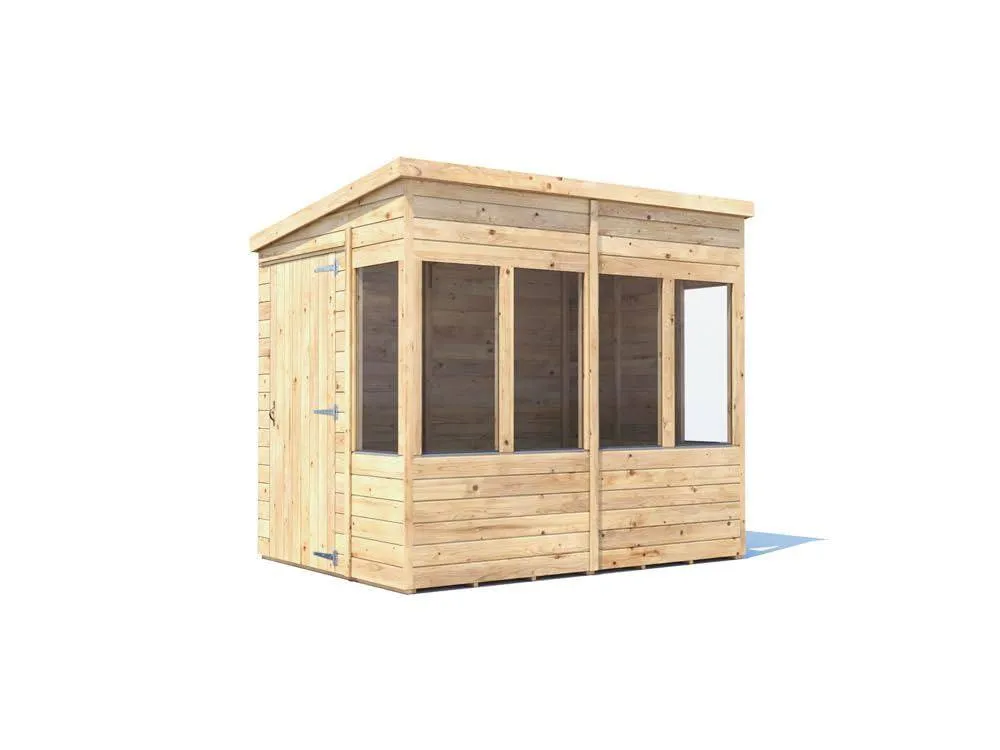 Dunster House Wooden Potting Shed Pent Roof W8' x D6' (W2.4 x D1.8m) Overlord Modular in Brown