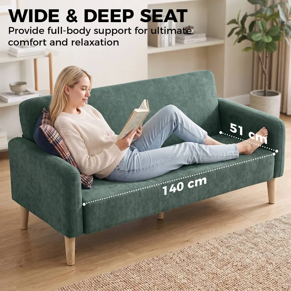 HOMCOM 2 Seater Sofa, Velvet Small Couch with Plush Backrest, Dark Green 6