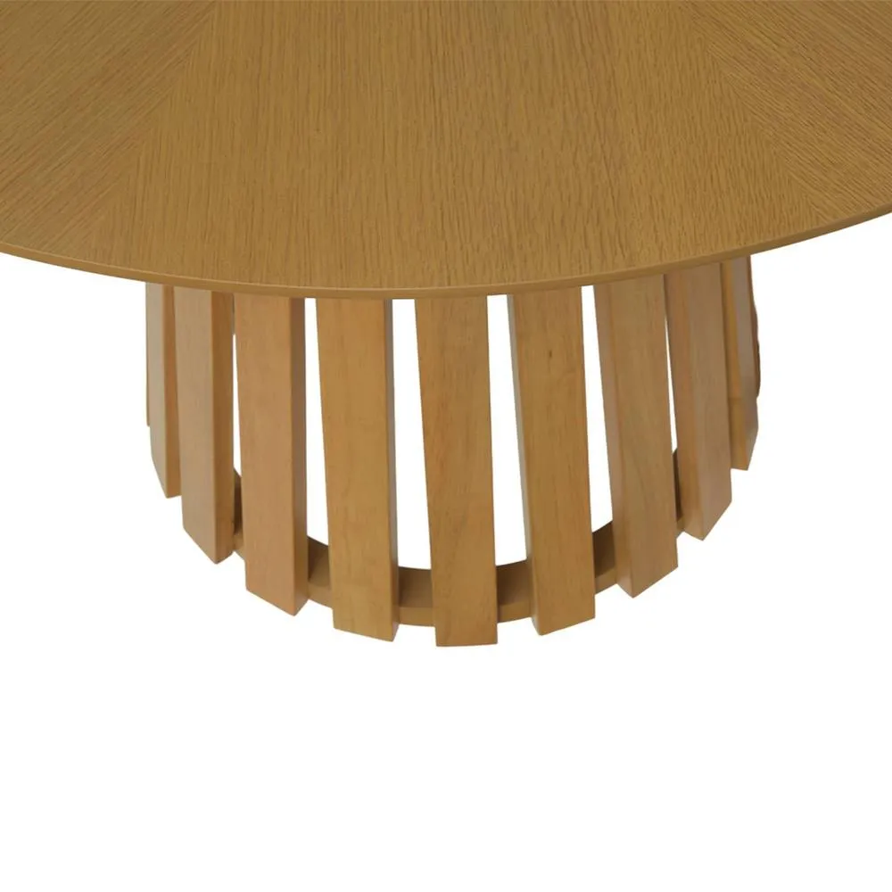 sweeek Round dining table rubberwood & oak veneer, seats 4 in Beige 3
