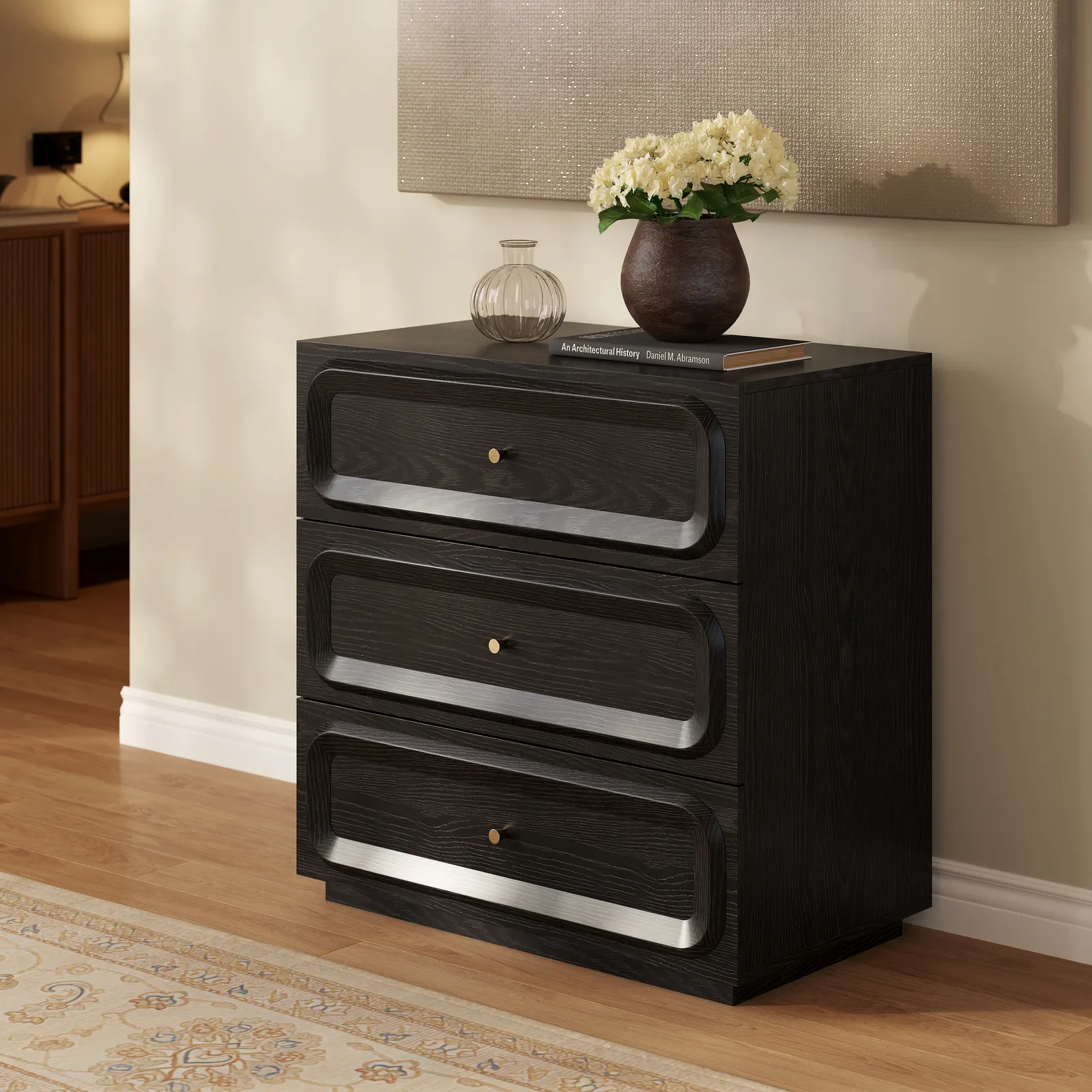 31" TV Stand with Chest Cabinet & 3 Drawers Storage
