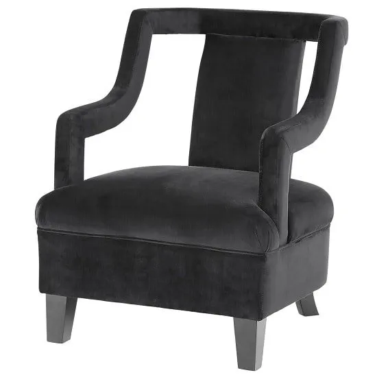 Blanka Fabric Arm Chair In Black With Dark Legs