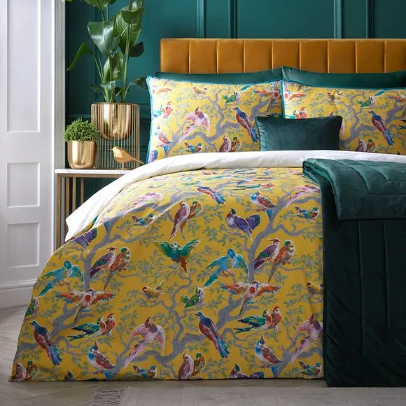 Laurence Llewelyn-Bowen Birdity 200 Thread Count 100% Cotton Duvet Cover & Pillowcase Set 1