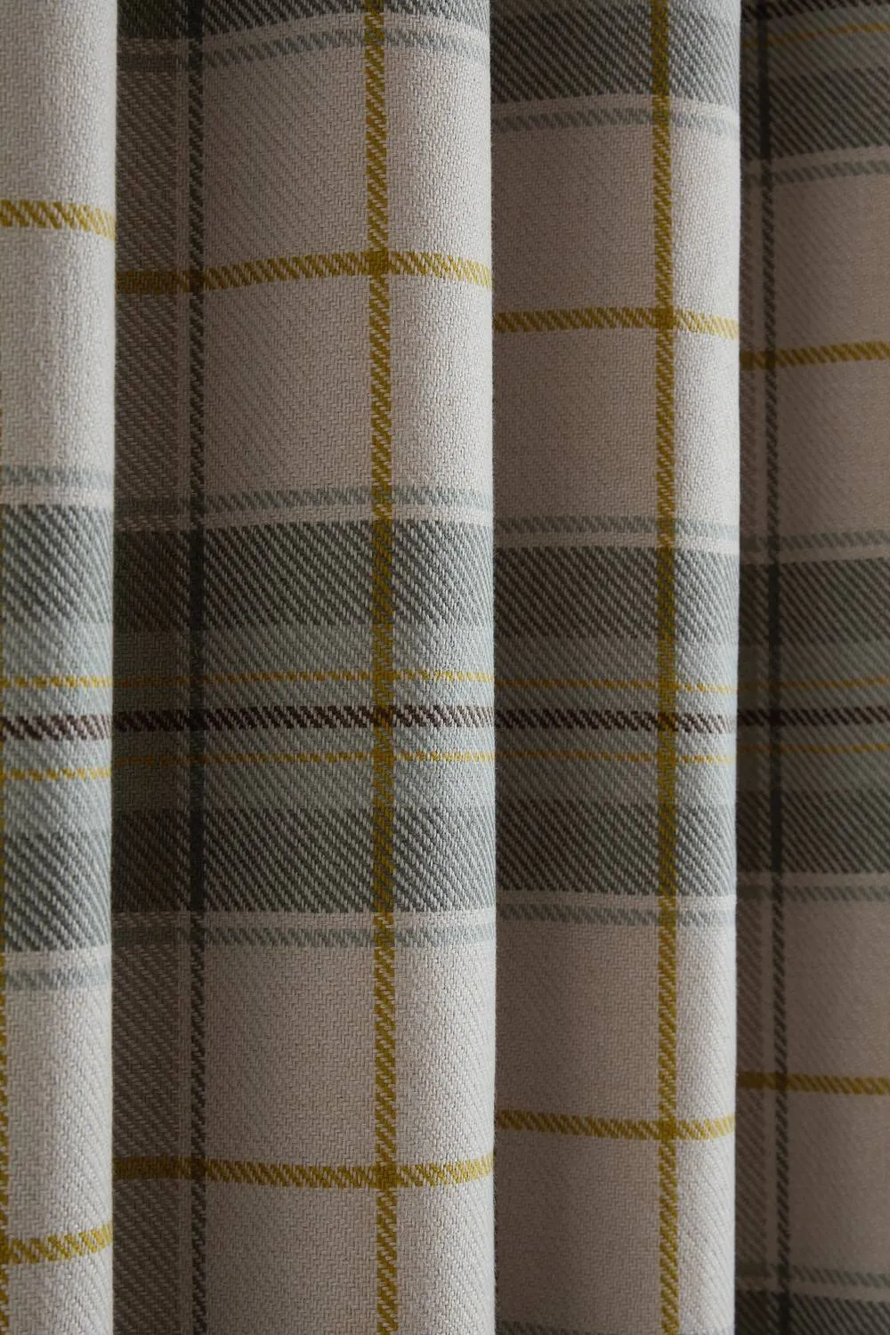Catherine Lansfield 'Brushed Woven Glencoe Check' Thermal Eyelet Curtains in Green 4