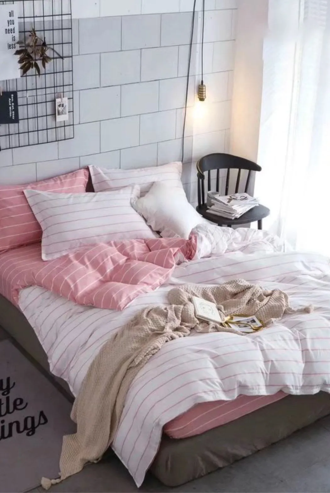 Ezysleep Pink Stripe Printed Duvet Set