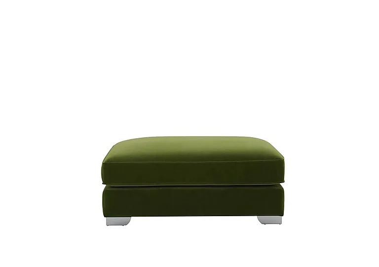 Isobel Rectangular Footstool - Woodland Moss with Chrome Feet