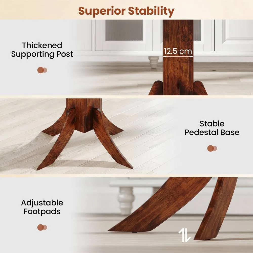 Costway 33" Wooden Kitchen Table Square Dining Table w/ Pedestal Base-Walnut in Brown 5
