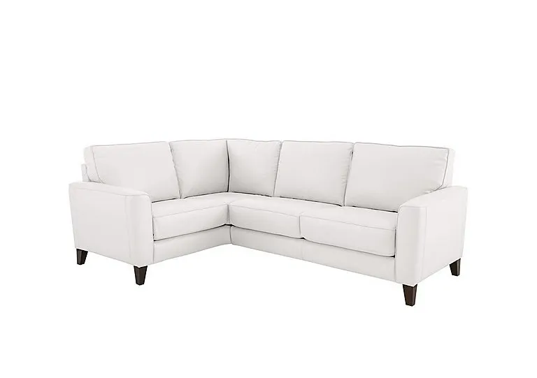 Brondby Small NC Leather Left Hand Facing Corner Sofa - BV Star White