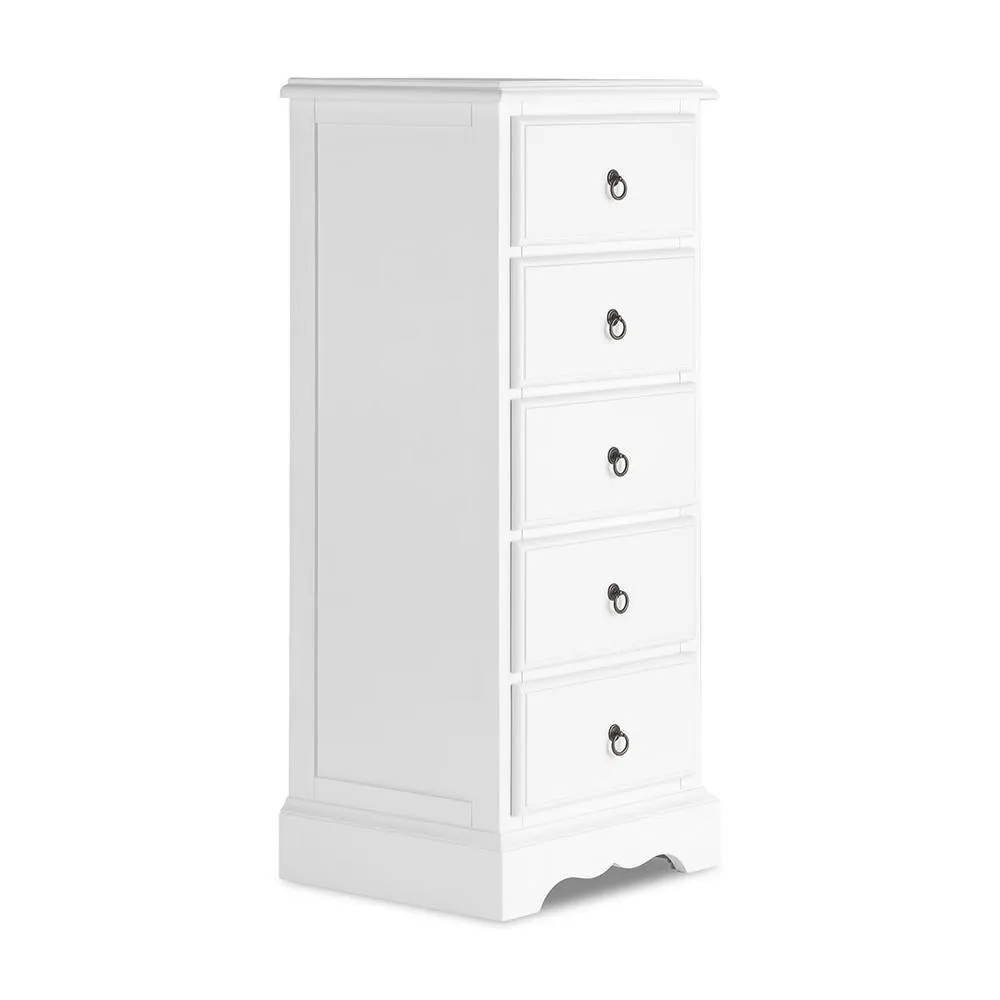 Statement Furniture Romance 5 Drawer Tallboy in Cool White 4