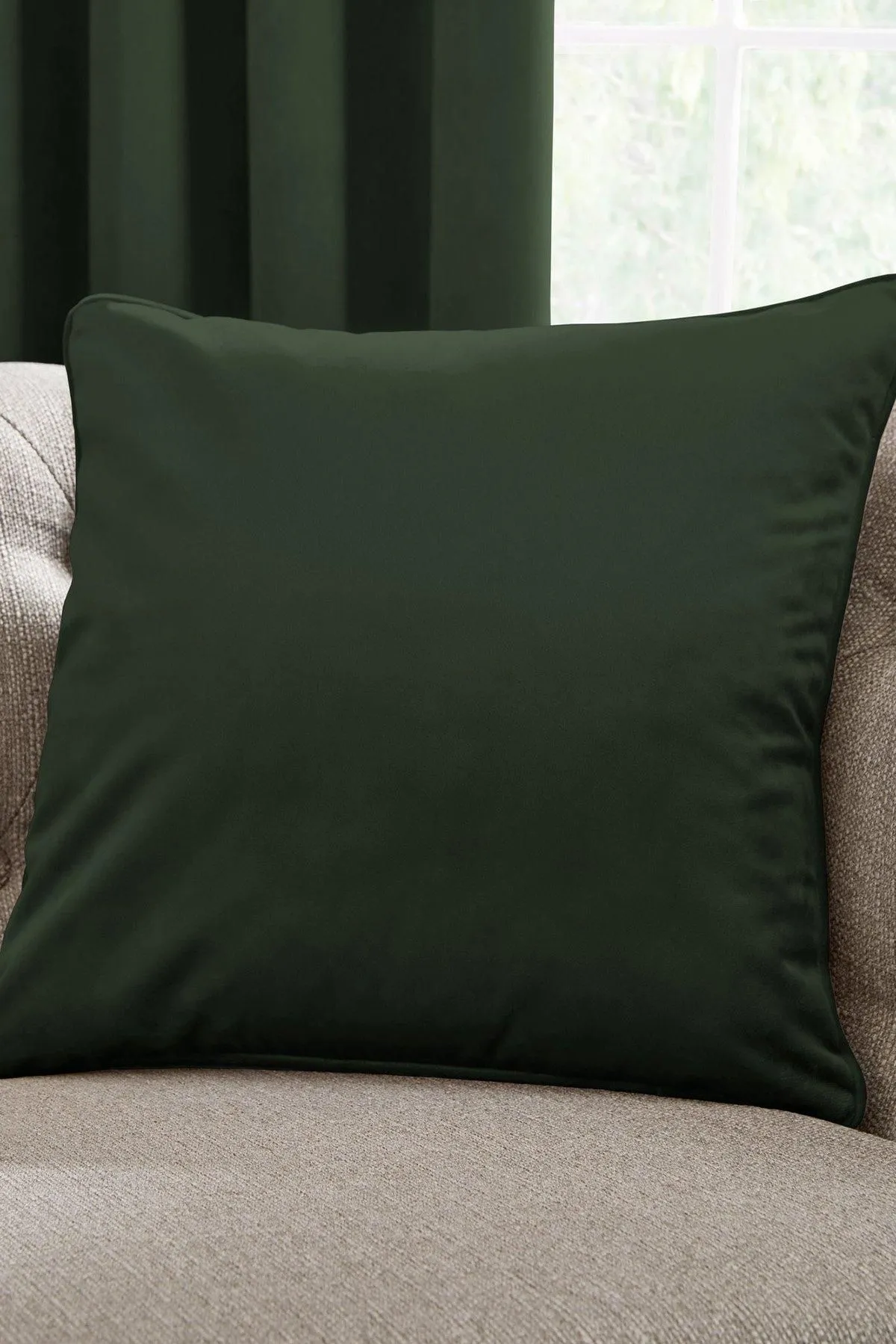 Laurence Llewelyn-Bowen 'Montrose' Luxury Filled Plain Velvet Cushion in Bottle Green 1