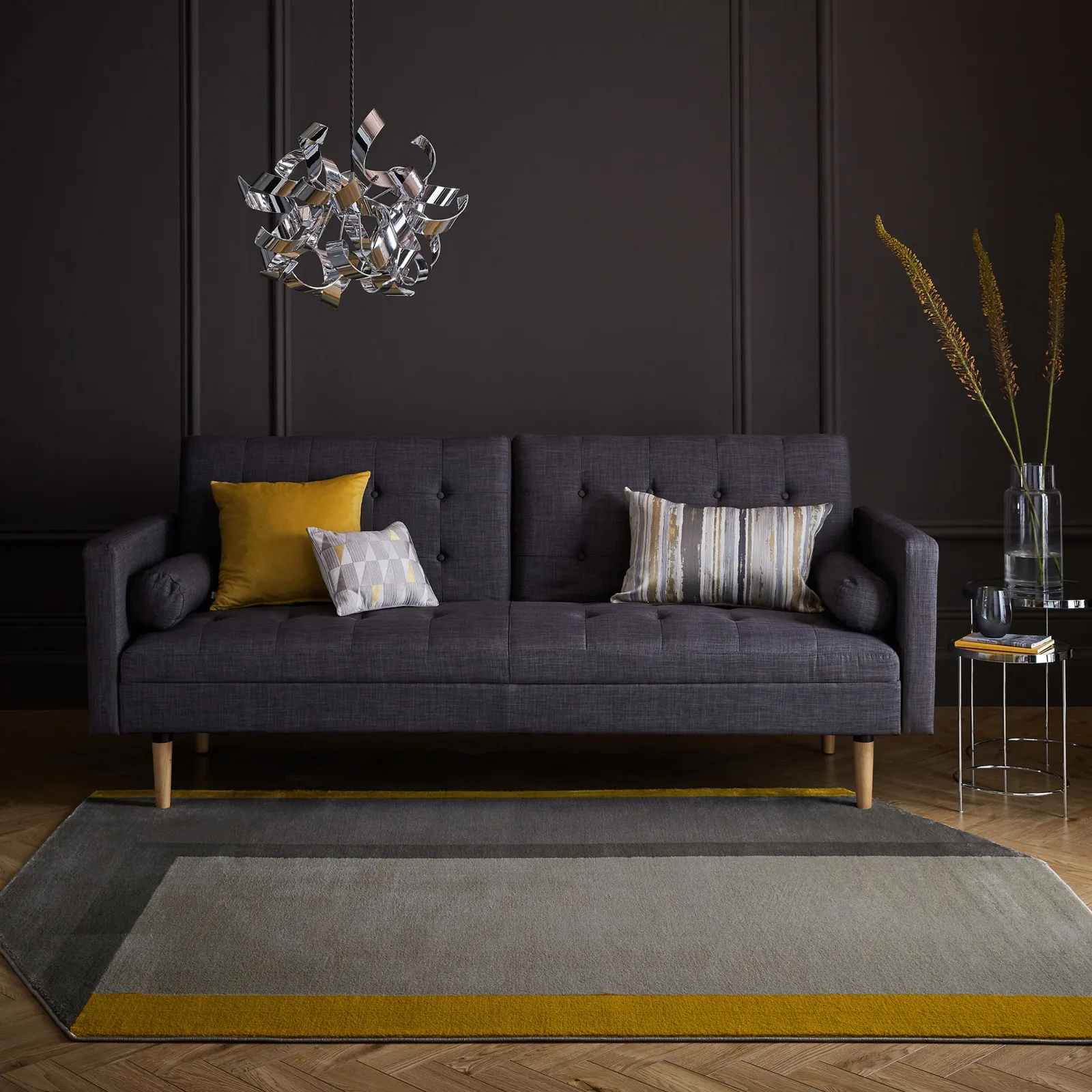 Jasper Shaped Rug Grey and Yellow