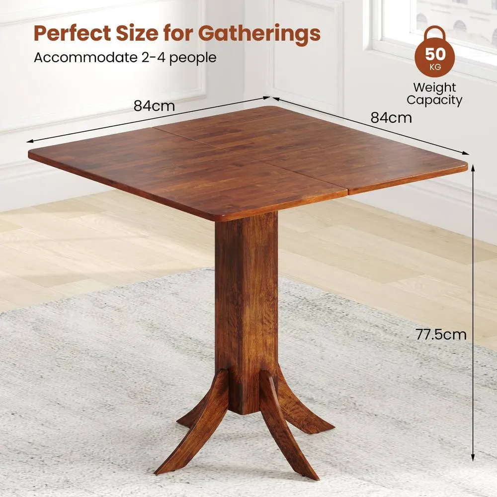 Costway 33" Wooden Kitchen Table Square Dining Table w/ Pedestal Base-Walnut in Brown 2