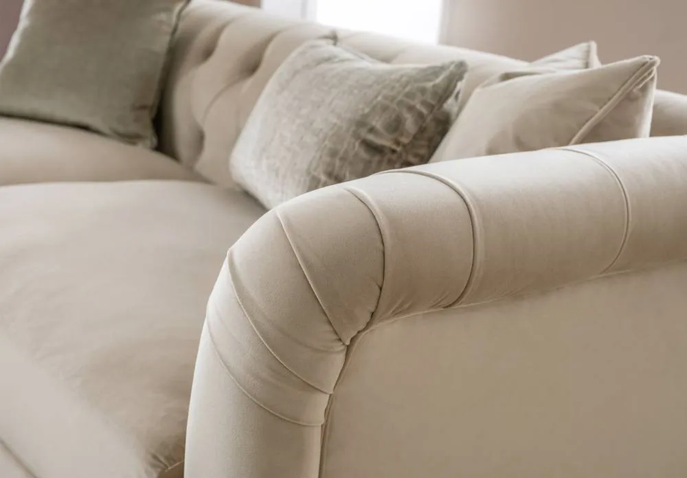 The Great Sofa Company Kensington 3-Seater Velvet Chesterfield Sofa in Cream 6