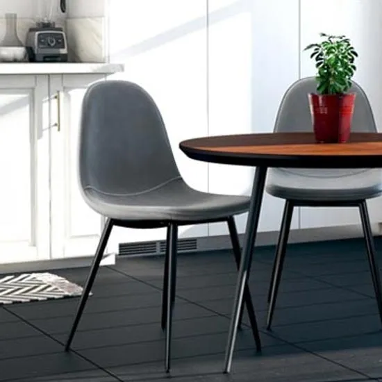 Calvin Grey Velvet Dining Chairs In Pair