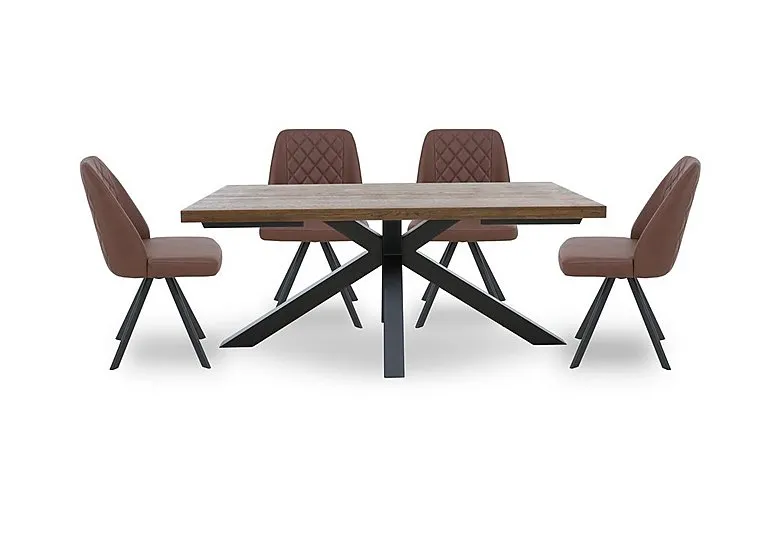 Jupiter Dining Table with Star Base and 4 Swivel Chairs