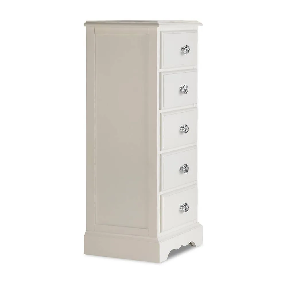 Statement Furniture Romance 5 Drawer Tallboy with Crystal Handles in Light Grey 6
