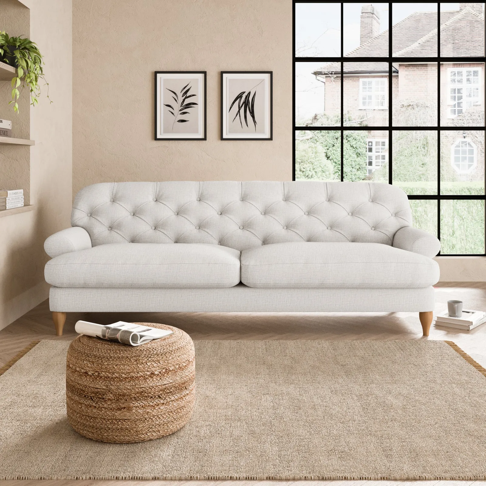 Canterbury Textured Weave 4 Seater Sofa Textured Weave Sandstone