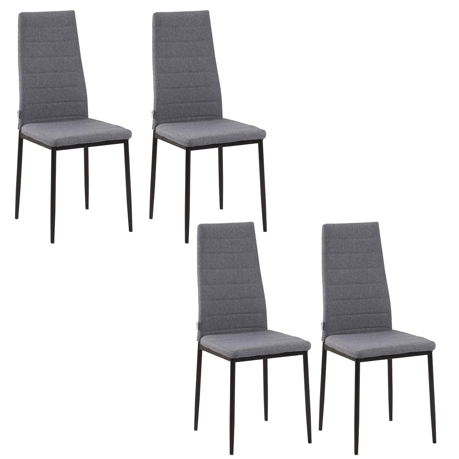 HOMCOM High Back Dining Chairs Upholstered Linen Touch Fabric Accent Chairs in Grey 2