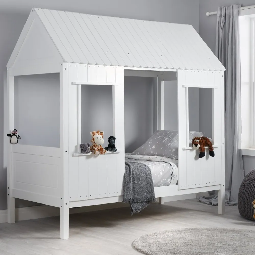 Hedwig White Wooden Treehouse Bed Frame - 3ft Single