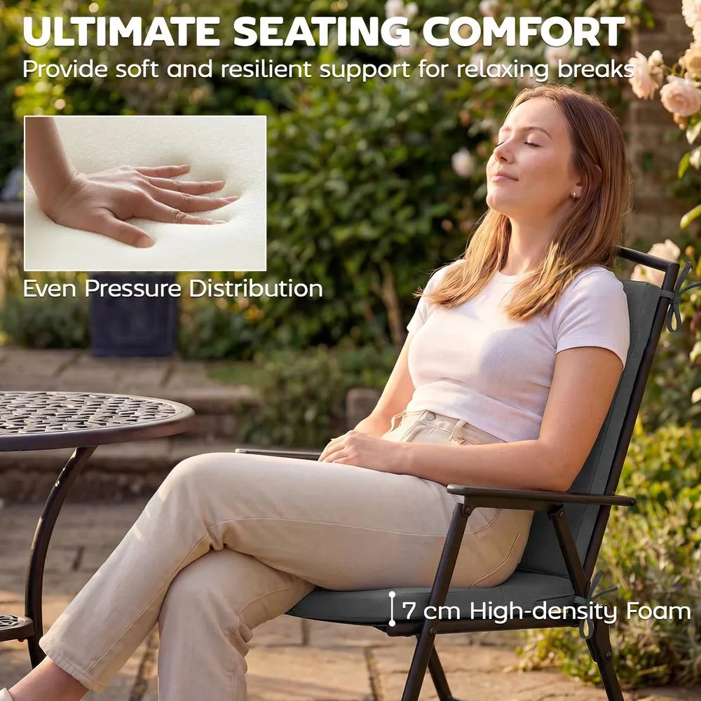 OUTSUNNY 2Pcs Garden Chair Cushions, Waterproof Seat Pads in Dark Grey 4